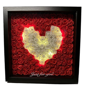 quadro di rose cuore 25cm - led